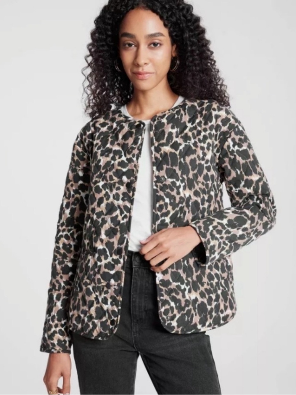 A New Day NWT Leopard Print Quilted Jacket M